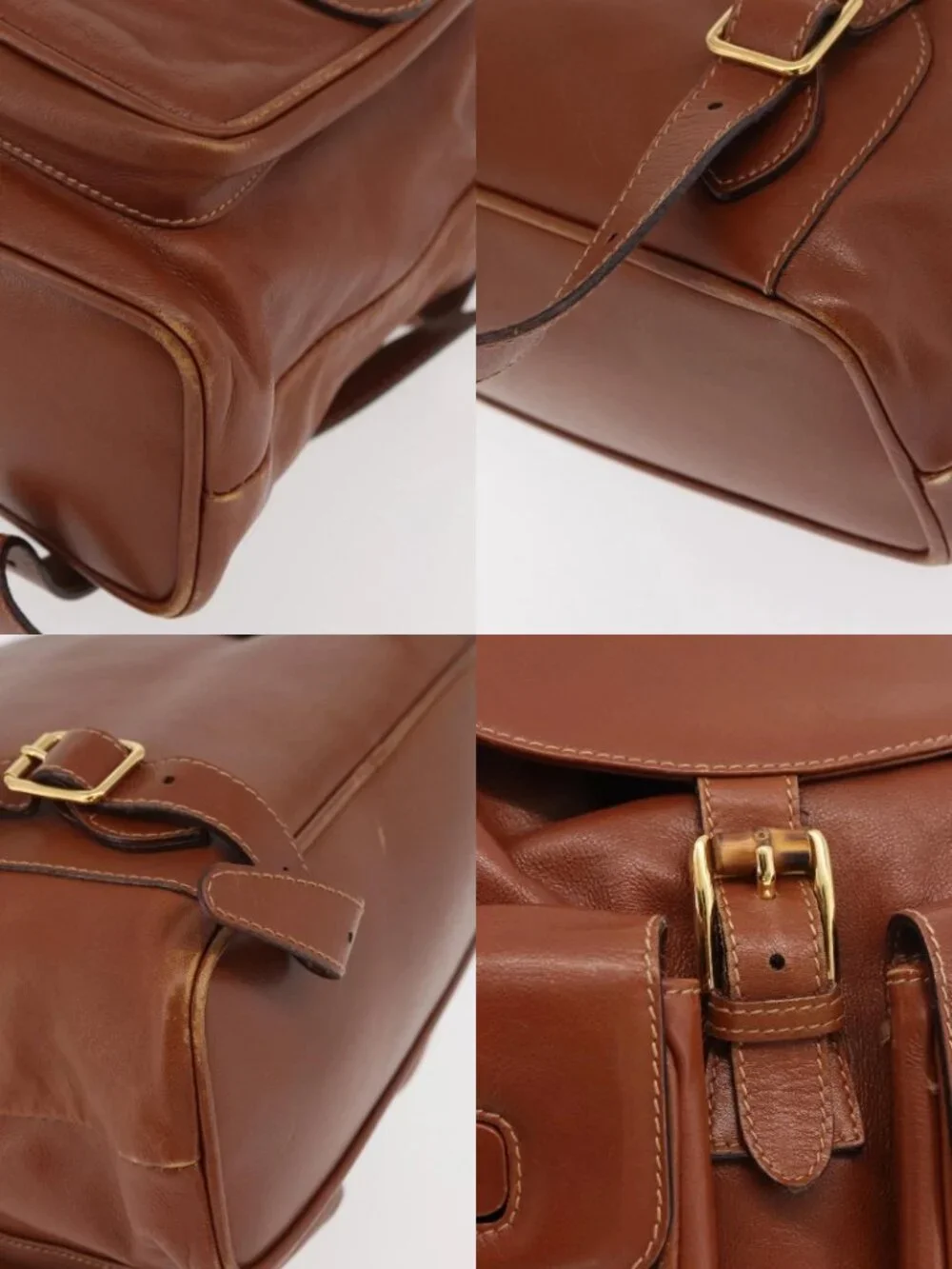 GUCCI Bamboo Backpack Leather Brown Gold 003 2058 0016 Auth ep14447